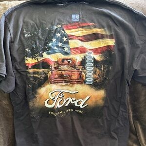 Ford Black T-Shirt with Vintage Truck and Flag